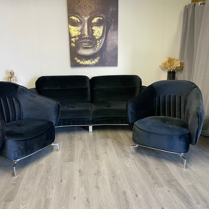 Luxury Black Velvet Living Room Set