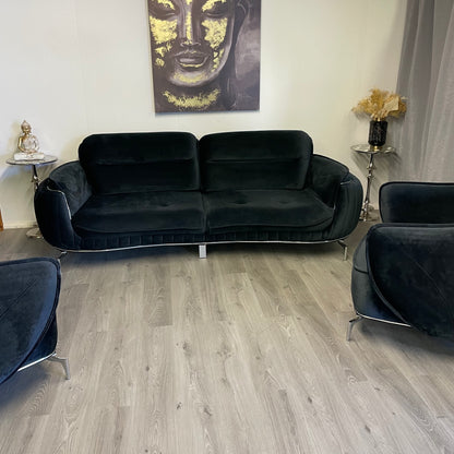 Luxury Black Velvet Living Room Set