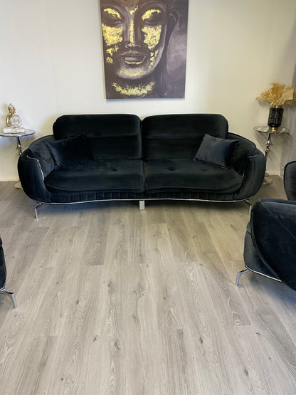 Luxury Black Velvet Living Room Set