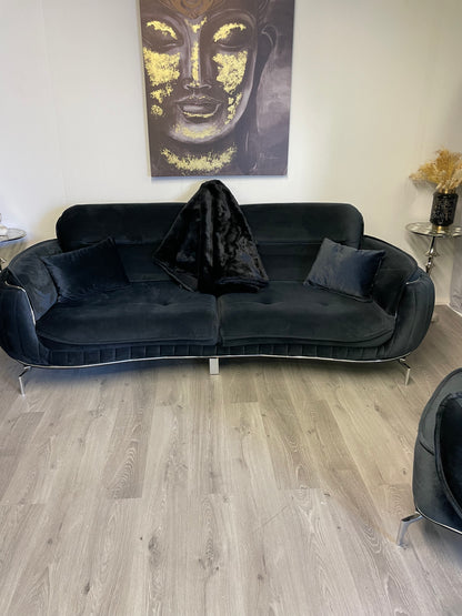 Luxury Black Velvet Living Room Set