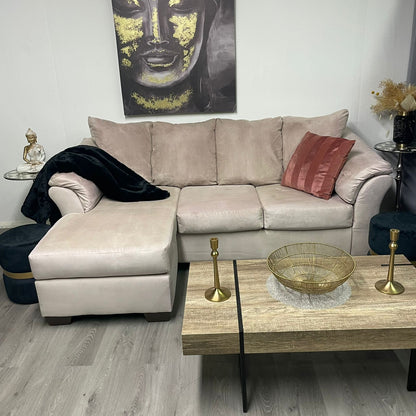 Pale Pink Velvet Sectional Sofa – Elegance and Comfort