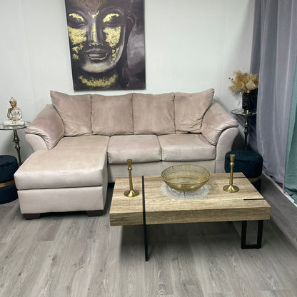 Pale Pink Velvet Sectional Sofa – Elegance and Comfort