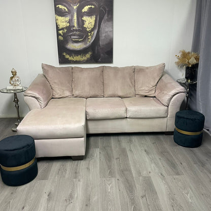 Pale Pink Velvet Sectional Sofa – Elegance and Comfort