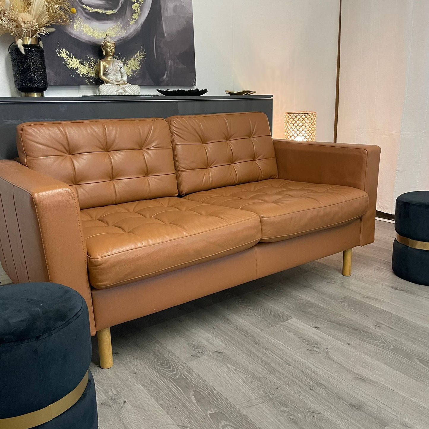 Ikea morabo en cuir caramel- comme neuf