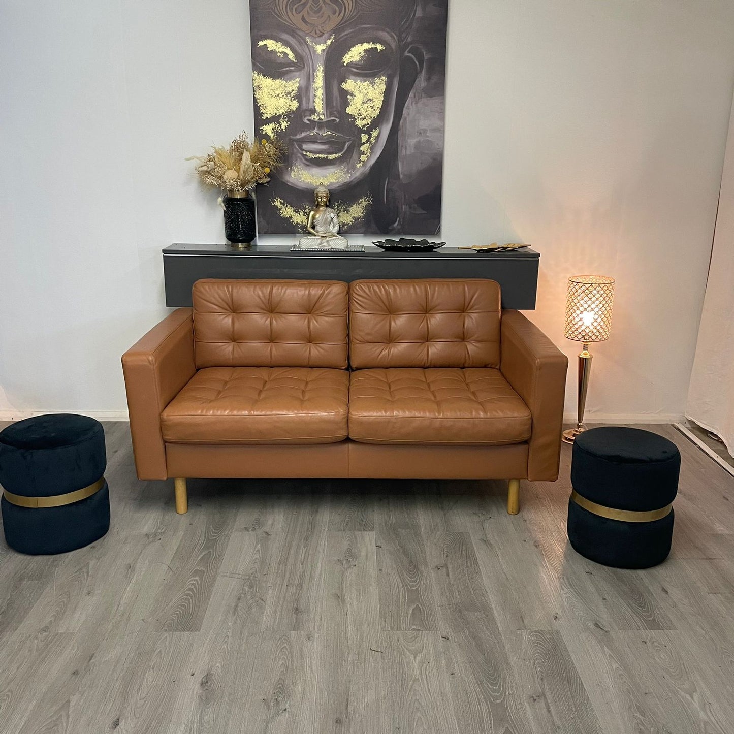 Ikea morabo en cuir caramel- comme neuf