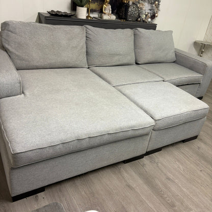 Canapé Sectionnel Gris avec Ottoman