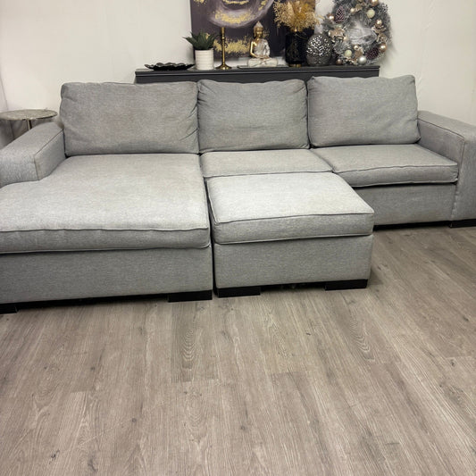 Canapé Sectionnel Gris avec Ottoman