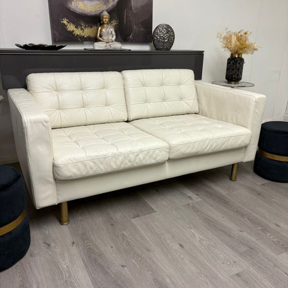 Canapé Morabo deux places en cuir beige