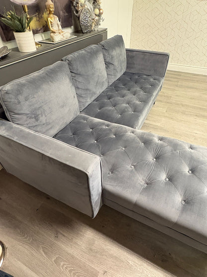 Canapé Sectionnel en Velours Gris