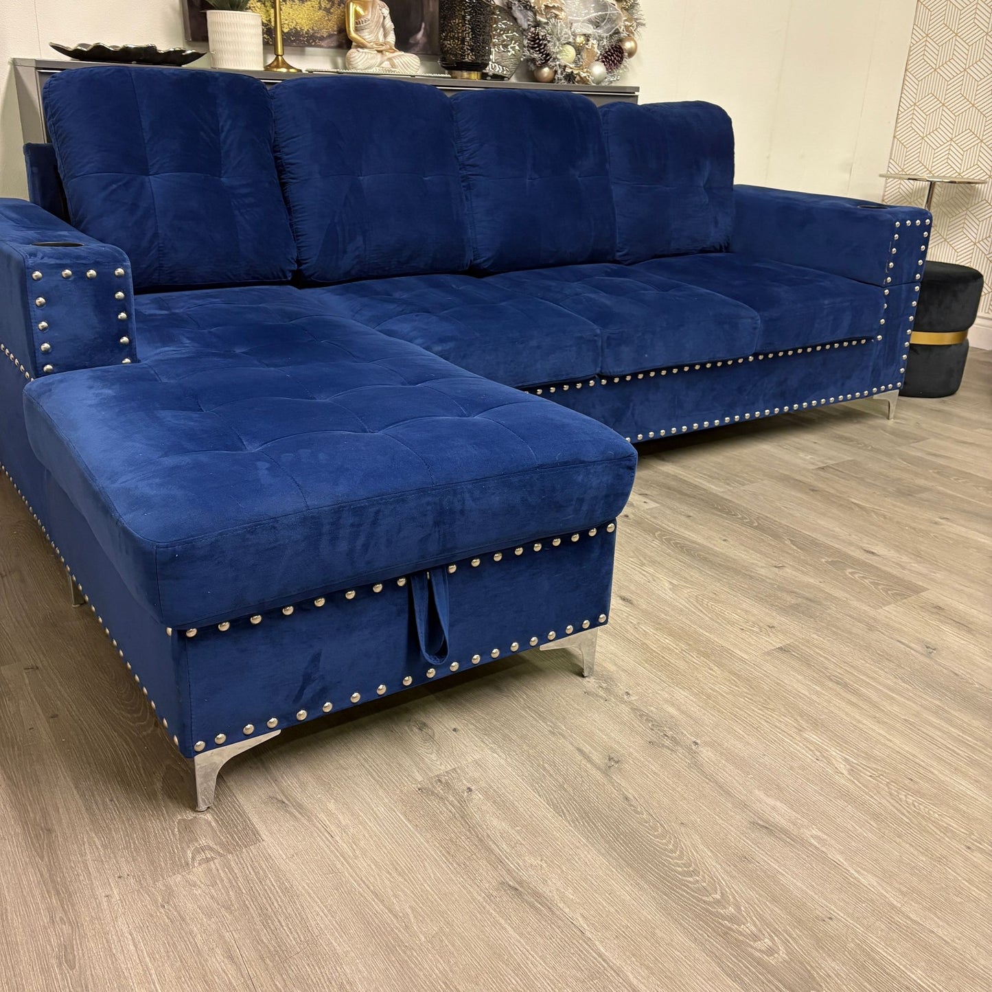 Canapé Sectionnel Bleu Royal avec Rangement