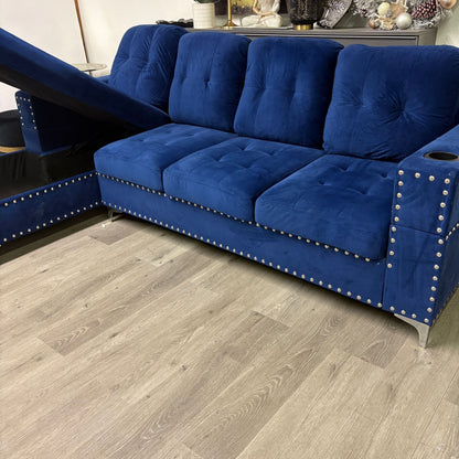 Canapé Sectionnel Bleu Royal avec Rangement