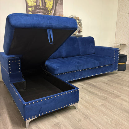 Canapé Sectionnel Bleu Royal avec Rangement