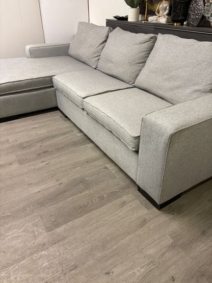 Canapé Sectionnel Gris avec Ottoman