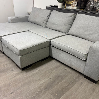 Canapé Sectionnel Gris avec Ottoman