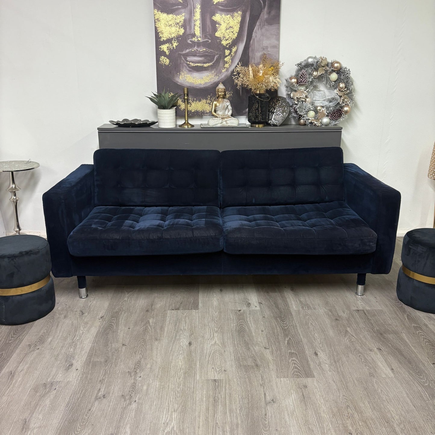 Canapé Trois Places IKEA MORABO Djuparp  en Tissu Bleu Foncé