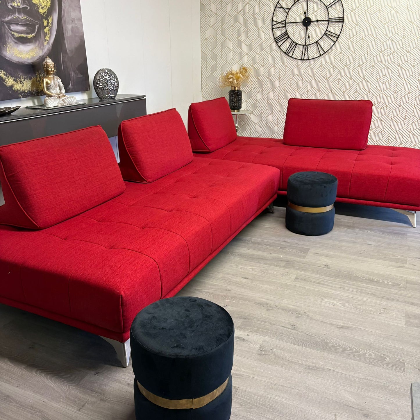 Ensemble de Canapés-lit Chameleon en tissu rouge vif