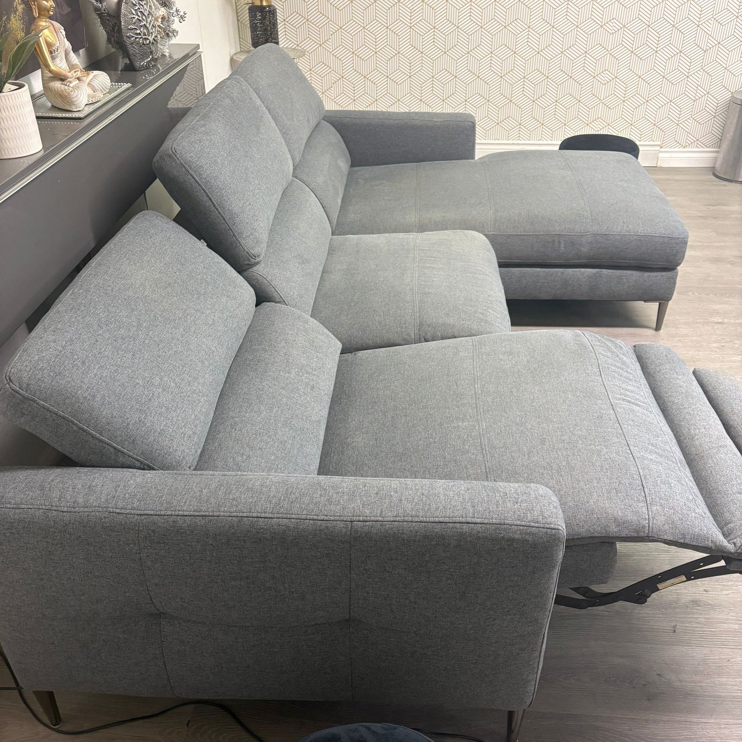 Canapé Sectionnel Inclinable Électrique Gris avec Appuis-tête Ajustables