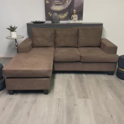 Canapé Sectionnel Réversible en Daim Marron model Fava marque Leons