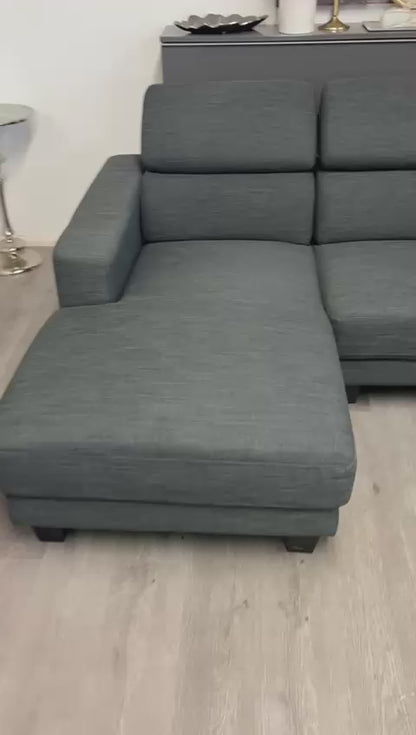Canapé Sectionnel Gris avec Appuie-têtes Ajustables